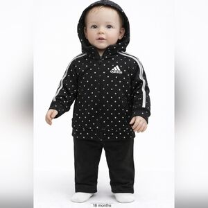 Adidas Infant Black and White Dot Hoodie Set